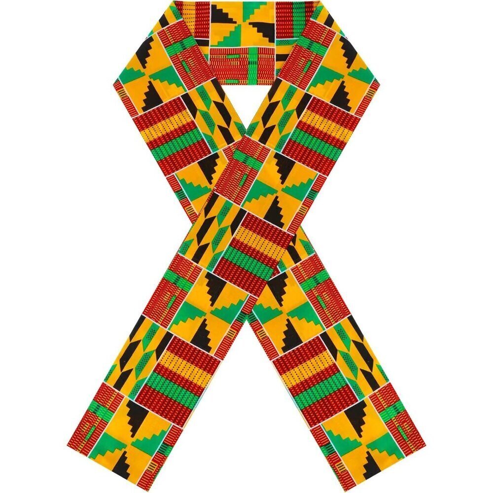 African Kente Print Stole Unisex Polyester Wrap for Cultural Events Celebration